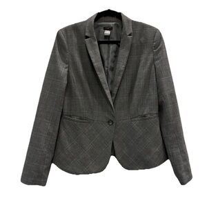 Ann Taylor Charcoal Plaid with a Fine Pink Stripe Blazer